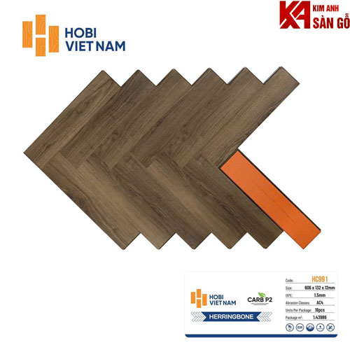 Sàn Gỗ Xương Cá Hobi 12mm+1,5 IXPE HC991